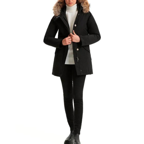 Woolrich Parka medio Parka Donna Artic Racoon con cappuccio Nero - Francavilla Moda